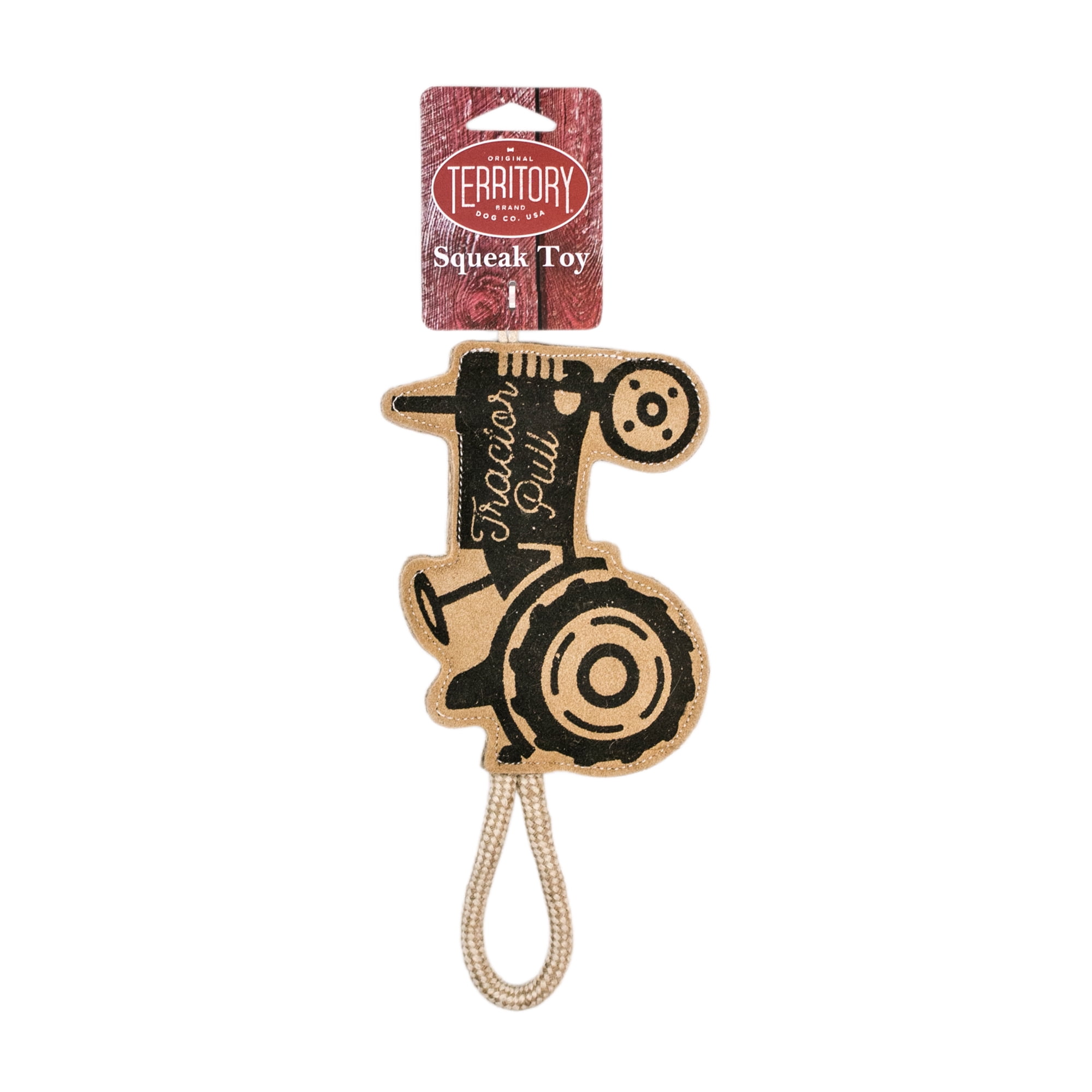 Natural Leather Tractor-Pull Tug Toy - 13"