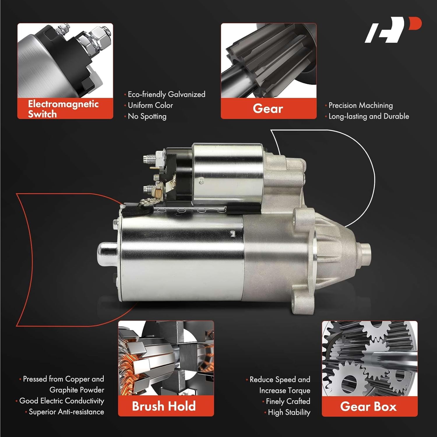 A-Premium Starter Motor Compatible with Ford, Lincoln & Mercury - F-250 F-150 97-98, Mustang 96-04, Expedition 97-98, E-150, Navigator, Town Car, Cougar, Marauder - 4.6L 5.4L 6.8L - 12V 1.4KW 12T CW