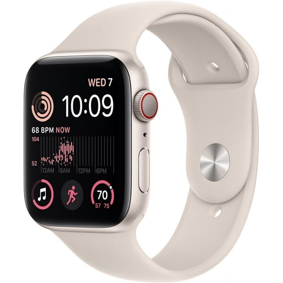 Restored Apple Watch Series SE 2nd Gen (GPS+ Cellular) 40mm Starlight Aluminum Case with Starlight Sport Band (Refurbished)