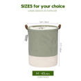 thumbnail image 4 of Sea Team Collapsible Large Canvas Laundry Basket with Lid and Handles, 13.8 x 13.8 x 17.7 inches, Green Stripe, 4 of 7
