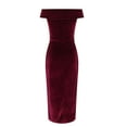 thumbnail image 5 of OSFVNOXV Off Shoulder Cocktail Dress for Women Formal Velvet Dress Ruched Bodycon Asymmetrical Hem Maxi Dress, 5 of 5