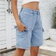 thumbnail image 3 of Las mujeres Y2K cintura alta 6 bolsillos pantalones cortos verano Jorts Casual lavado herramientas pantalones vaqueros pantalones cortos, 3 of 7