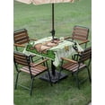 thumbnail image 4 of Outdoor Tablecloth with Umbrella Hole for Patio/Picnic/Party/Camping, Groundhog Day Waterproof Table Cloth Square Cover Washable, Green Plaid Spring Botanical Star Yellow (54"x 54"), 4 of 8