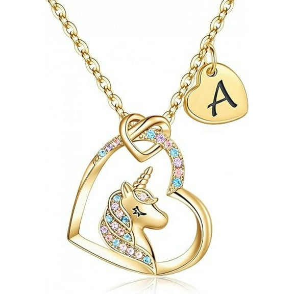 SEPARQI Women 26 Letter Universal Unicorn Heart Pendant Necklace Female