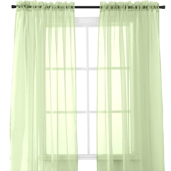 2-Piece Multipurpose Solid Colored Drapes, Sheer Window Curtains with 2 inch Rod Pocket, 60 X 84 inches, Sage