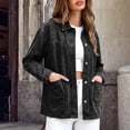 thumbnail image 5 of Women's Oversized Lapel Denim Shacket Long Sleeve Button Down Loose Casual Jean Jacket Coat Vintage Outwear Coat for Spring Fall Dark Gray, 5 of 8