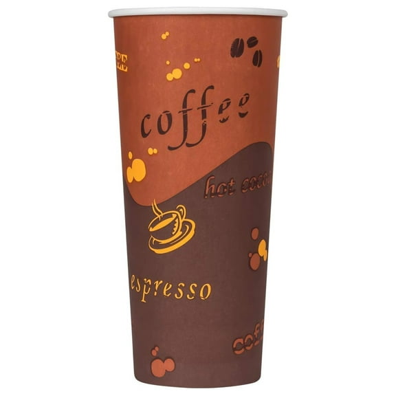 24 oz Paper Hot Coffee Cups [500 ct] Disposable, Leak-Resistant Double -Lined Cups for Hot Beverages, 90mm (C-K524)