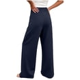 thumbnail image 6 of VBVC Women's High Waisted Wide Leg Yoga Pants , Flowy Stretchy Trousers For Women,Ladies' Casual Palazzo Pants with Pockets,Navy,S-2XL, 6 of 10