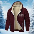 thumbnail image 2 of Men's Christmas Hooded Jacket Heavyweight Warm Full Zip Long Sleeve Outdoor Lined Coat Winter Cold Weather L, 2 of 4