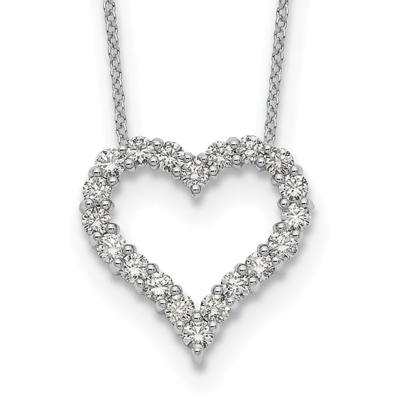 True Origin 14K White Gold 1 carat Lab Grown Diamond VS F Complete 18 in Hearts Pendant Necklace