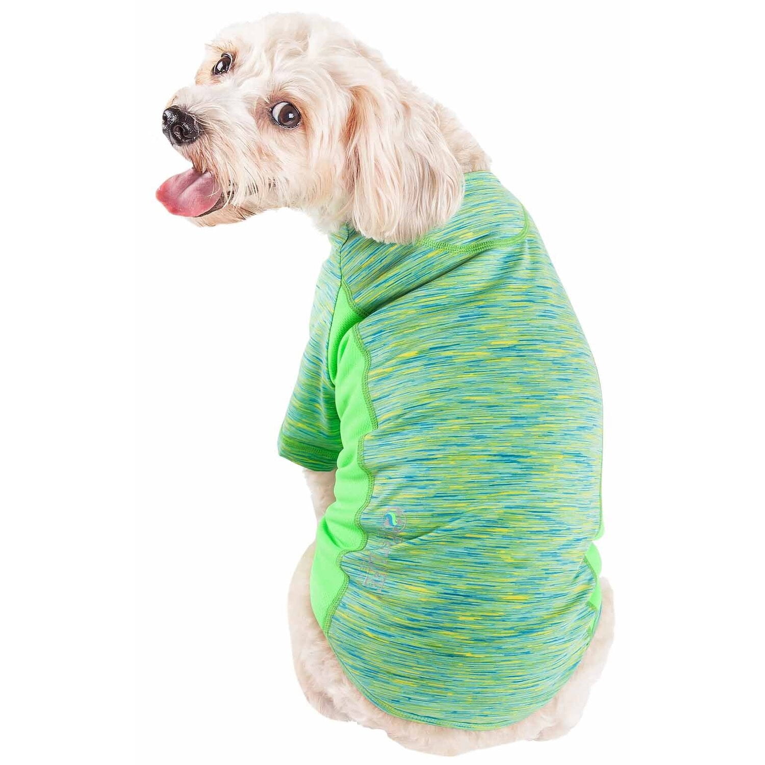 Pet Life ® Active 'Warf Speed' Heathered Ultra-Stretch Yoga Fitness Dog T-Shirt