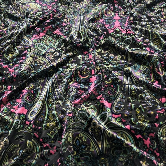 Pink Nirvana Temple Print Burnout Velvet