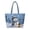Blue Snowman, variant on Christmas Light Print Quilted Large Tote Bag for Women Spacious Shoulder Purse Handle Handbag for Holiday Shopping, Work Commute, Winter Travel, Xmas Gift