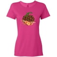 thumbnail image 3 of Inktastic Cheetah Print Pretty Pumpkin with Fall Leaves Women's T-Shirt, 3 of 5