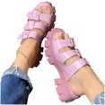 thumbnail image 4 of Abcnature Women Sandals Clearance 2023! Women's Platform Wedge Sandals with Arch Support Round Toe Thick Heeled Shoes Beach Sandals Non-Slip Causal Slippers Summer Athletic Outdoor Beach Sandals, 4 of 5
