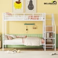 thumbnail image 2 of Bellemave Twin Over Twin Bunk Bed With Storage Staircase and Wardrobe Metal Twin Size Bunk Bed Frame with Shelves and Metal Slats Stairway Bunk Bed for Teens, No box Spring Needed, White, 2 of 10