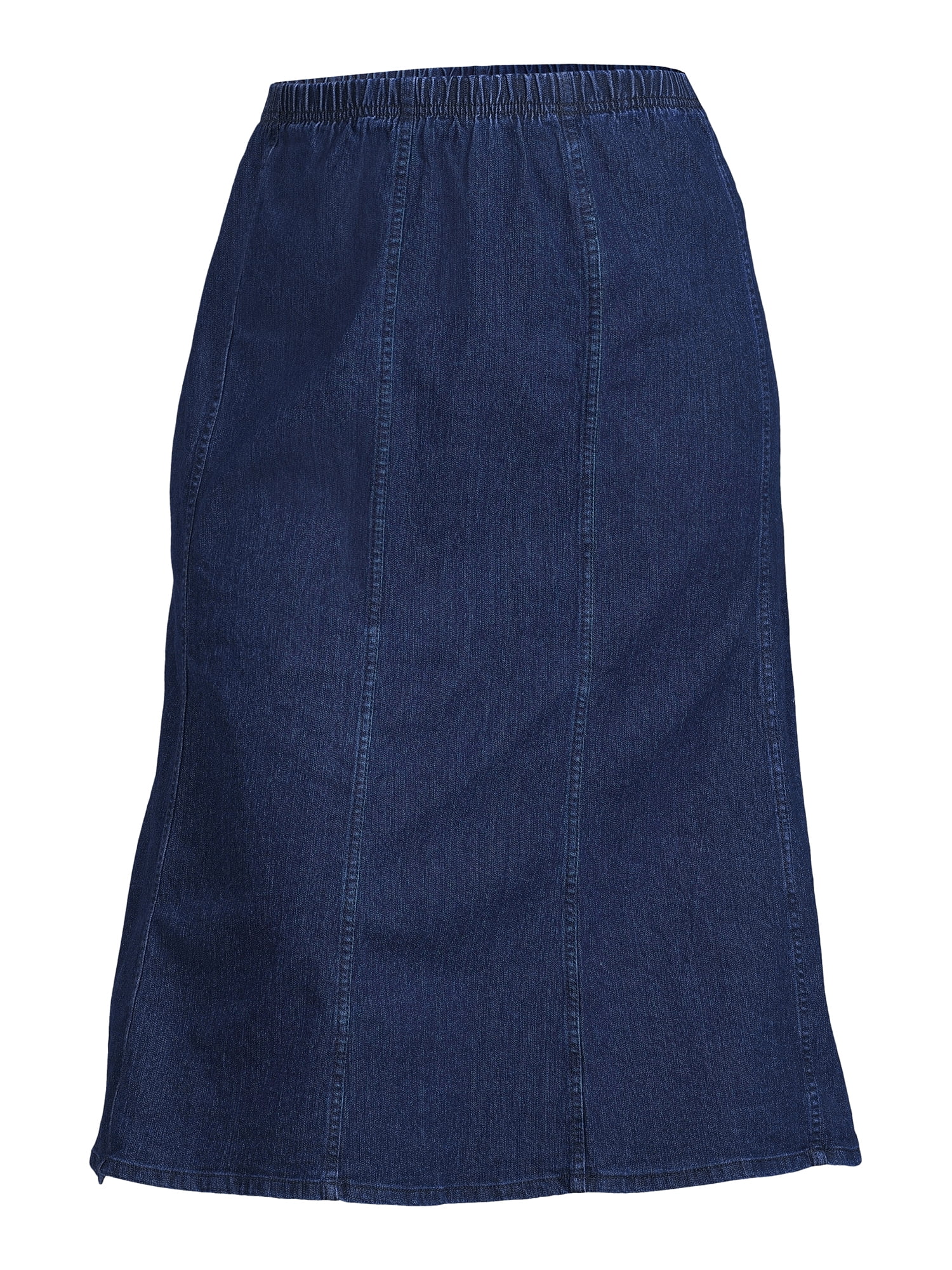 JMS Just My Size by Hanes Women's Plus Size Midi Pull-On Denim Skirt
