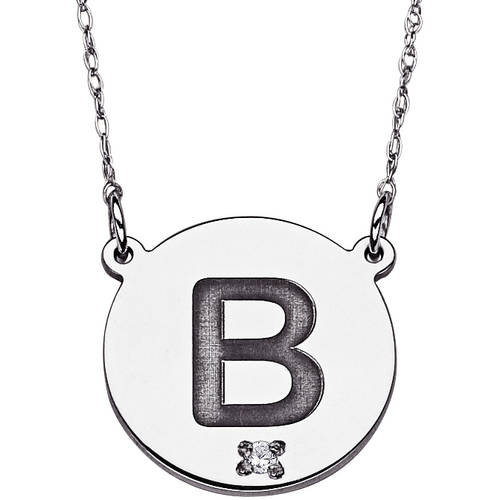 Diamond Accent Sterling Silver Initial Disc Pendant Necklace, 20'