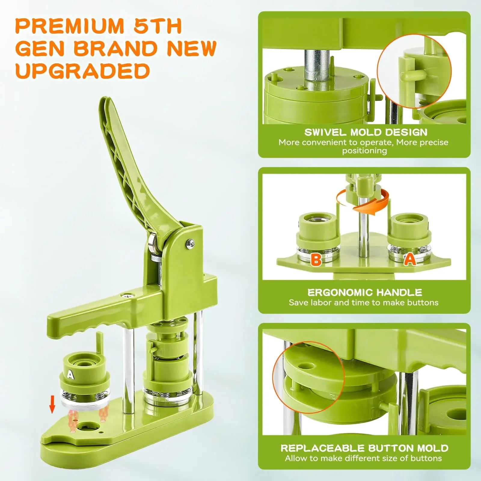 Button Maker Machine Multiple Sizes Pin Badge Maker32mm+44mm+58mm for Kids ,Beginner-Friendly