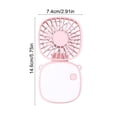 thumbnail image 3 of Handheld Mini Fan with Hanging Rope and Mirror, USB Rechargeable Portable Fan, 3 Speed, Plastic, White/Blue/Pink, Travel Office Home, 1 Pack, 3 of 6