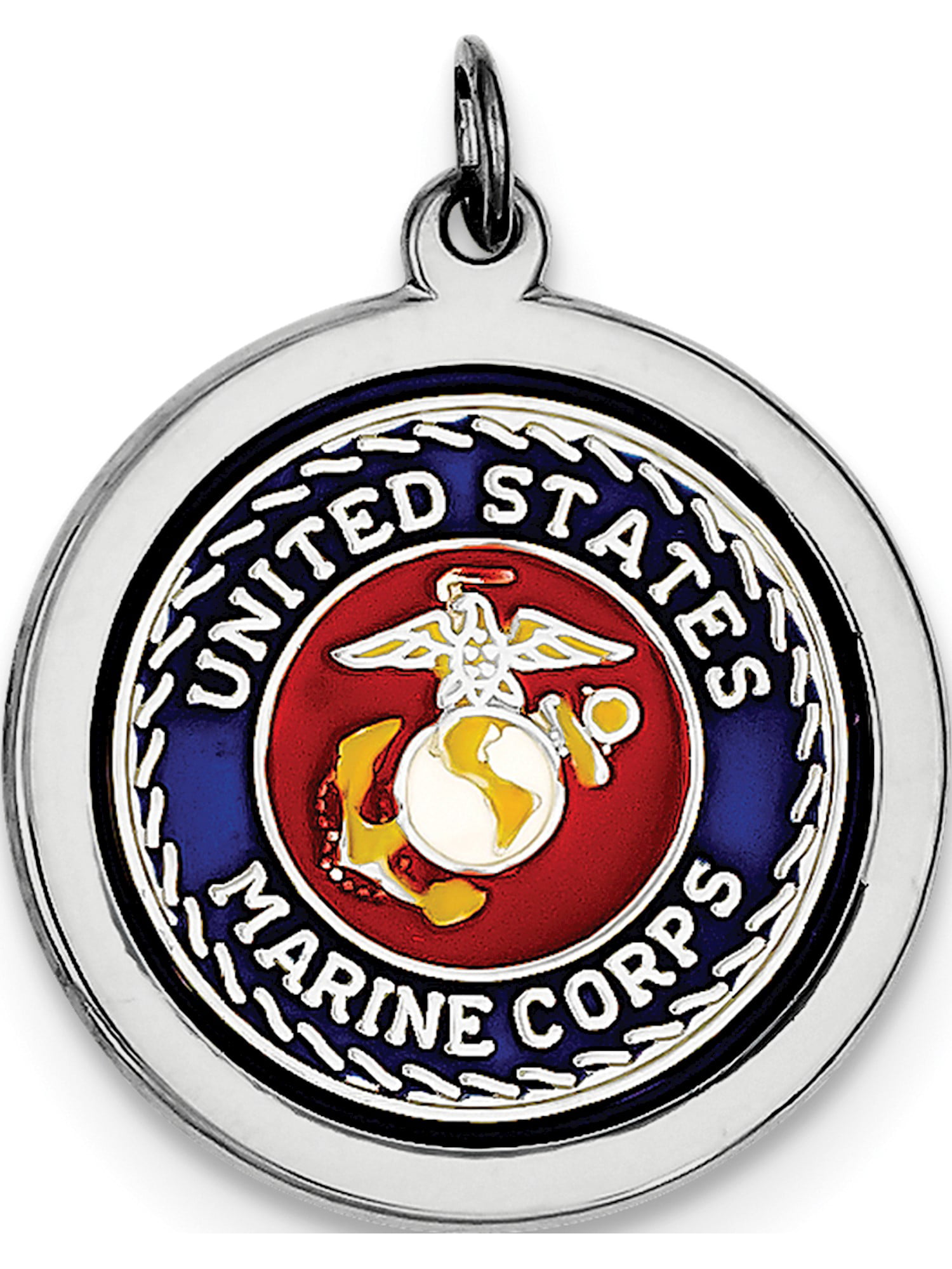 LV US Marine Corps Pure Rhodium Plated Ring 