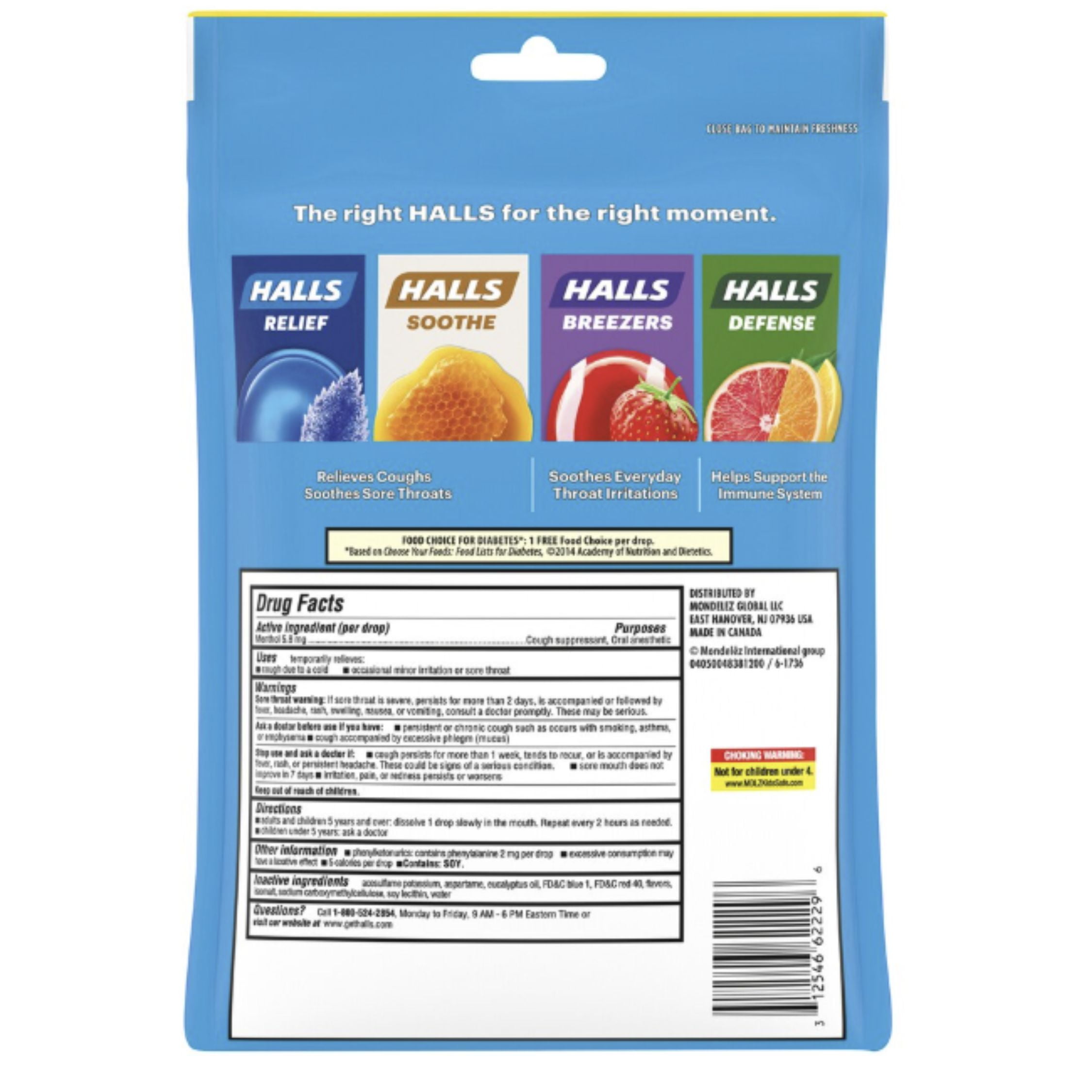 HALLS Relief Mountain Menthol Sugar Free Cough Drops, Economy Pack, 70 Drops - PACK 6