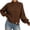 Brown, variant on Women's Mock Neck Cable Knit Sweater, Long Sleeve Cropped Pullover, Loose Button Detail Knitted Jumper, Warm Casual Tops for Fall Winter Daily Wear White One Size