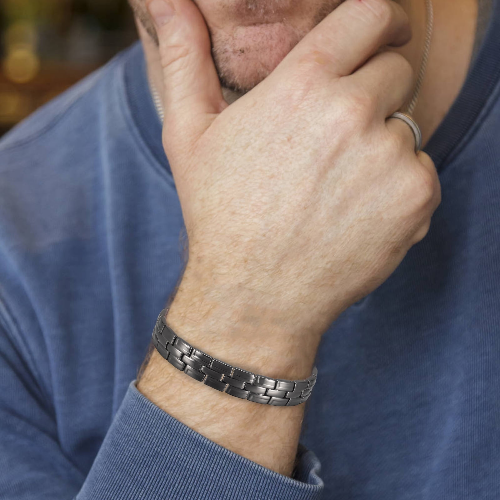 Wollet Copper Magnetic Bracelets Rings for Men, Gift for Dad Grandfather, 8.6 inches Adjustable