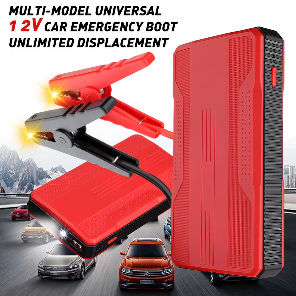 400A Peak 12V Car Jump Starter, 4800mAh Portable Battery Booster Pack with USB Charging Port, LED Flashlight, Emergency Power Bank for Gas Vehicles, Red