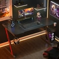 thumbnail image 2 of Homall 55 Inches Z-Shaped Gaming Desk Carbon Fiber Surface Desk with Cup Holder & Headphone Hook, Black, 2 of 7