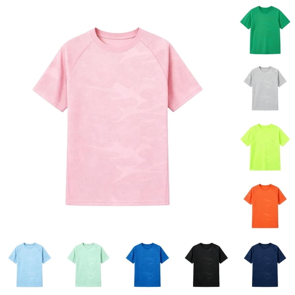 LIIPEE Boys T Shirts Athleisure Summer Cute Solid Color Crew Neck Short Sleeve Sports Tshirt Kids Comfortable Daily Tee Tops Fashion Breathable T-Shirts,15-16 Years