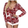 thumbnail image 2 of Offres à Durée Limitée! Lingerie pour Femmes Imprimé de Noël Non Positionné Col en V Détail Plume Manches Longues Justaucorps Aguichant Lingerie Aguichant Pyjamas, 2 of 8