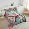 thumbnail image 4 of Erosebridal Ocean Starfish Bedding Queen Comforter Set, Tropical Summer Beach Duvet Insert, Reversible 3 Pieces, 4 of 7