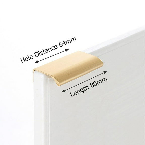 Aluminum Alloy Kitchen Cabinet Door Handles Concealed Finger Edge Pull Drawer Pulls Modern Cupboard Hardware Gold 80mm for Home Office Bathroom