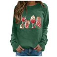 thumbnail image 1 of VBARHMQRT Chandail Gris à Col Rond pour Femmes Automne Hiver Noël Snowman Imprimé Verre, 1 of 4
