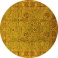 thumbnail image 1 of Ahgly Company Machine Washable Indoor Round Oriental Yellow Industrial Area Rugs, 5' Round, 1 of 4