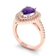 thumbnail image 2 of 2.48 ct Pear Cut Natural Amethyst with Simulated Diamond Halo Accents 14K Rose Gold Womens Engagement Ring, 2 of 5