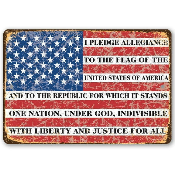 Metal Sign - I Pledge Allegiance To The Flag - Durable Metal Sign - Use Indoor/Outdoor - Perfect Decor and Gift for Military and Veterans Under $25 (12" x 18")