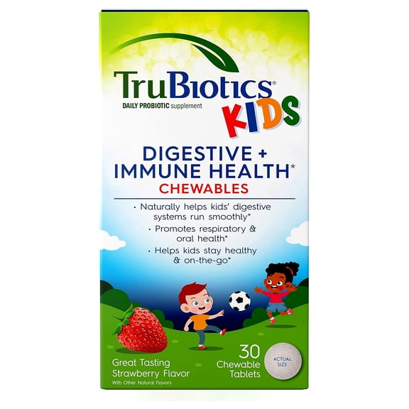 TruBiotics Kids, Digestive   Immune Health, Strawberry, 30 Chewable Tablets