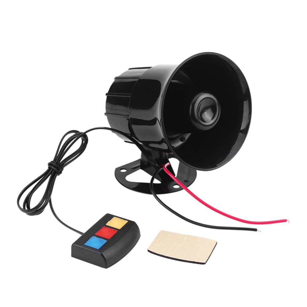 Motorcycle Car Alarm Warning Siren Vehicle Horn Alarm Loud Speaker 3 Tone Sound 12V 30W