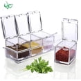 thumbnail image 2 of Especiero Organizador de Condimentos 4 Frascos con Cucharitas Base Acrílica Transparente Multiusos para Cocina, Sal, Pimienta y Hierbas Compacto y Fácil Limpieza, 2 of 6