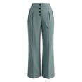 thumbnail image 4 of SAWOBUUN Women Wide Leg Pants High Waisted Front Button Straight Leg Dress Pants Pleated Work Slacks for Office Business Casual, 4 of 6