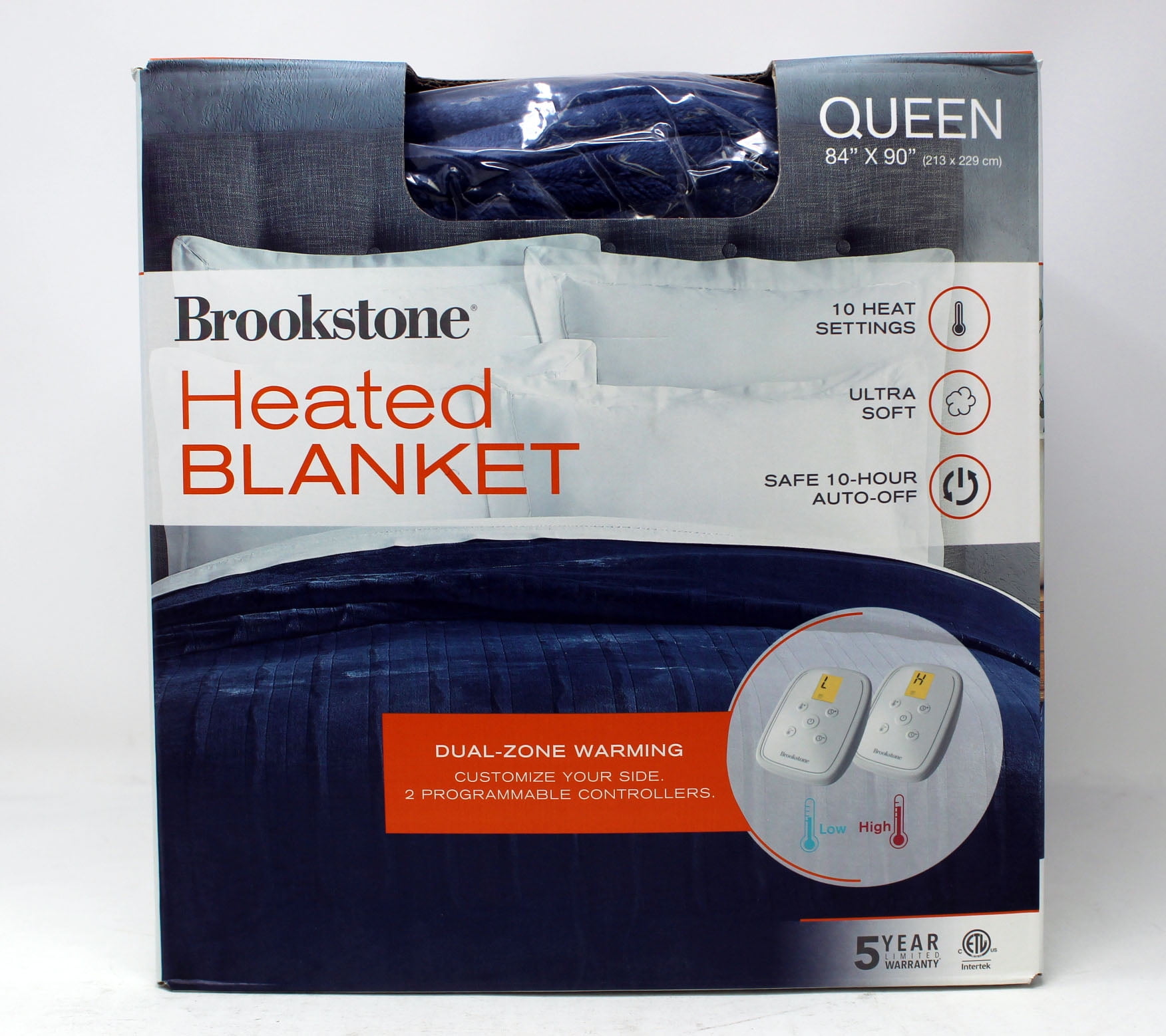 Brookstone Ultra Soft Queen 84x90 Heated Blanket Navy - Walmart.com
