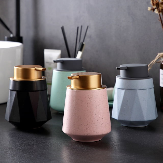 Jabón corporal en espuma con diseño geométrico creativo, botella de cerámica, jabón de manos, champú, espuma en mousse