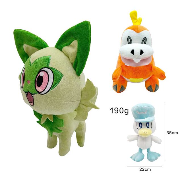 25-35cm Pokemon Sprigatito Plush Doll Japan Movie Anime Cat Sprigatito Green Fox Quaxly Stuffed Toys Birthday Gifts For Kids zhangyuxiang LED