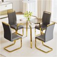 thumbnail image 6 of JERFIT 42 inch Round Glass Top Dining Table, Modern Kitchen Table with Gold Metal Base, Minimalist Design for Small Space, Living Room, Breakfast Nook, 6 of 10