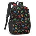 thumbnail image 2 of Game Controller Black Pattern 17" School Backpacks for Teens,Waterproof Oxford Fabric,S-Shape Padded Straps for School,Travel,Hiking,Camping, 2 of 6