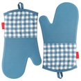 thumbnail image 3 of Guantes,Esonmus guantes de silicona resistentes al calor para horno + 2 soportes de ollas de algodón Tomshoo Azul, 3 of 7