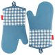 thumbnail image 3 of Guantes,Esonmus guantes de silicona resistentes al calor para horno + 2 soportes de ollas de algodón Tomshoo Azul, 3 of 7