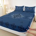 thumbnail image 5 of Manfei Boho Aztec Queen Sheets, Navy Blue Tribal Geometric Queen Sheet Sets, Navy Reversible 4pcs1 Flat Sheet + 1 Fitted Sheet + 2 Pillowcases, 5 of 6
